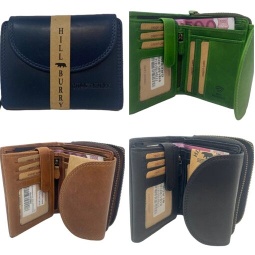 HILL-BURRY Geldbeutel/Geldbörse/Portemonnaie rustikal und handlich RFID