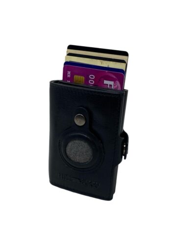 minimalistische schwarze Geldbörse/Kartenetui HILL-BURRY mit AIRTAG-Halter