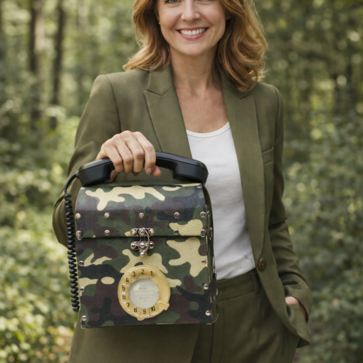 Telefontasche Camouflage mit langem Schultergurt  - Unikat und echte Handarbeit