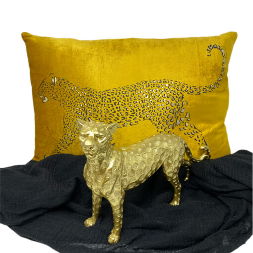 Leopard Figur gold mit passendem Kissen
