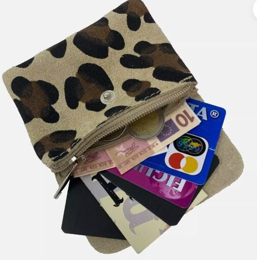 Geldbeutel kleine Damen-Lederbörse – Leo-Design - kompakt und elegant