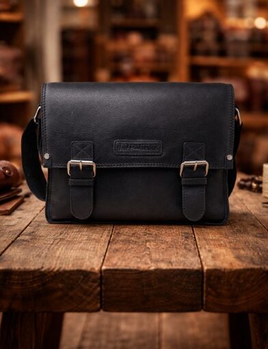 Hill-Burry schwarze rustikale Schulter- und Umhängetasche                                                  (für Frauen und Männer geeignet)