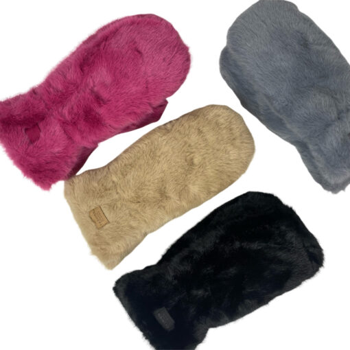 Handschuhe Fäustlinge gefüttert, kuschelig warm Kunstfell, Winter