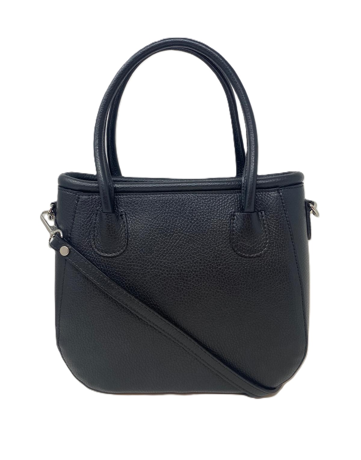 klassische schwarze Handtasche, Schulter- und Umhängetasche aus Leder Borse in Pelle