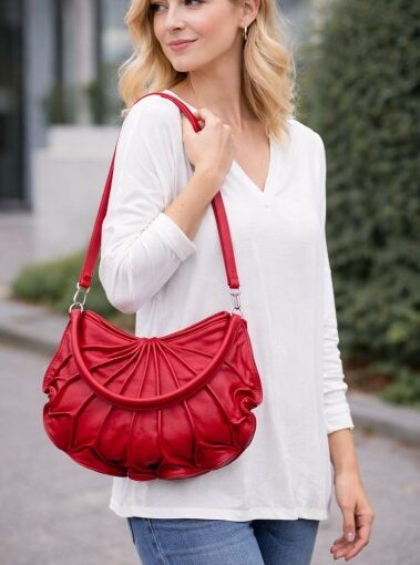 Lotus-leaf - elegante rote Schultertasche aus dem Hause By-lin B.V Nederland - mit 2 Gurten  *** neu eingetroffen !!!