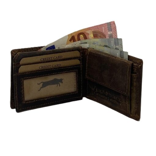 Rustikaler kleiner  Hunter-Leder Geldbeutel/Scheintasche mit RFID-Ausleseschutz  Querformat