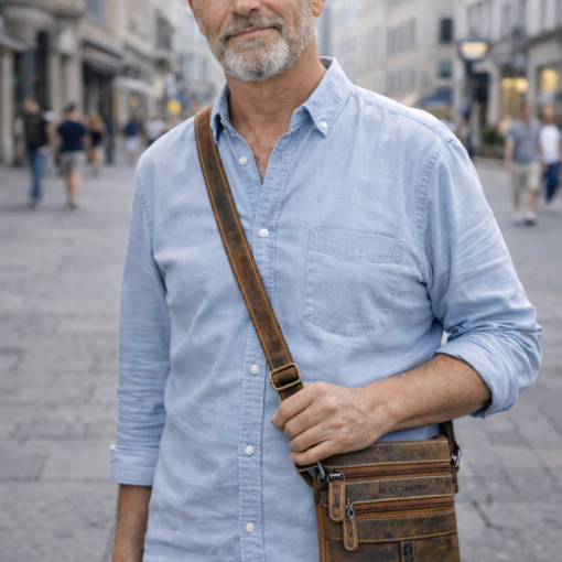 Rustikale kleine Hunter Ledertasche unisex