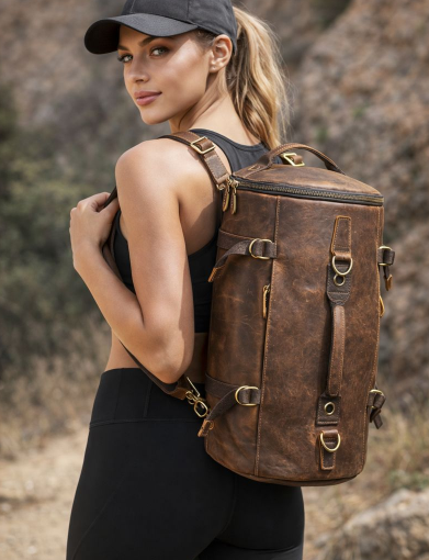 Großer Leder-Rucksack – strapazierfähig, wetterfest & alltagstauglich - dunkelbraun - nicht nur für Outdoor