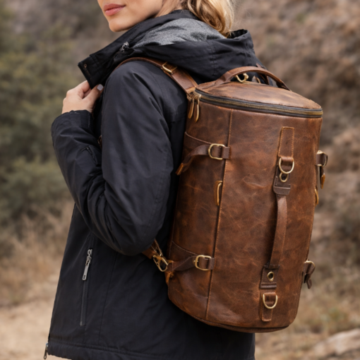Großer Leder-Rucksack – strapazierfähig, wetterfest & alltagstauglich - dunkelbraun - nicht nur für Outdoor