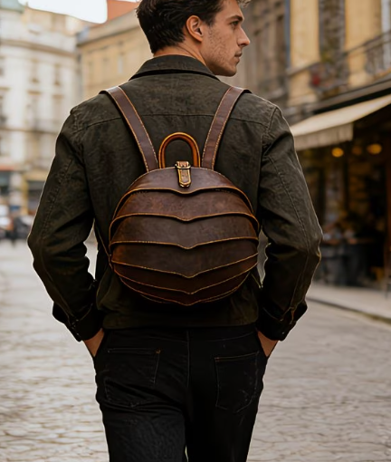 Großer origineller Leder-Rucksack – strapazierfähig, wetterfest & alltagstauglich - dunkelbraun - nicht nur für Outdoor