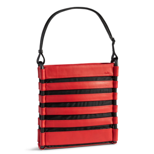 Next Level Red Classic Leder Schwarzes Canvas Elegante Schultertasche von By-lin - bezaubernd einmalig schön