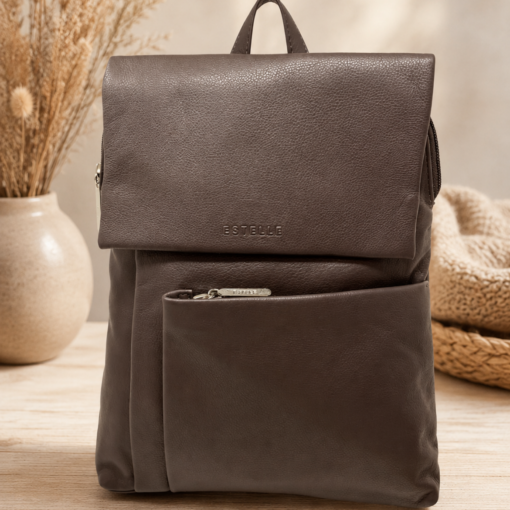Estelle Rucksack elegant und alltagstauglich: verfügbar in schwarz, schwarz-taupe, ocean-blau und dunkelbraun (cognac)